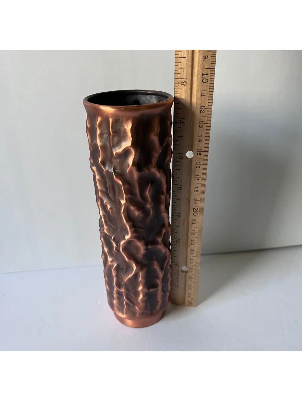 Vintage MCM Copper Vase 7.5” Textured Brutalist Design Germany 60s